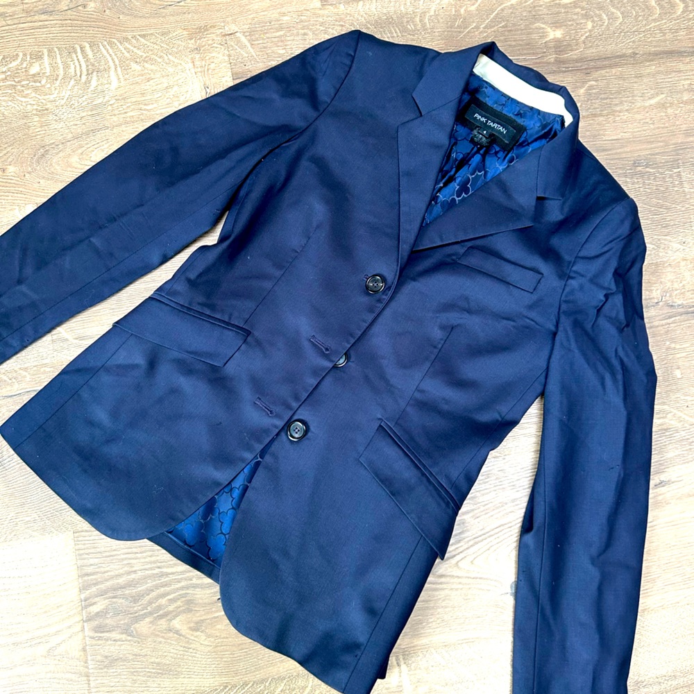 Pink Tartan Women’s Navy Blazer (4)